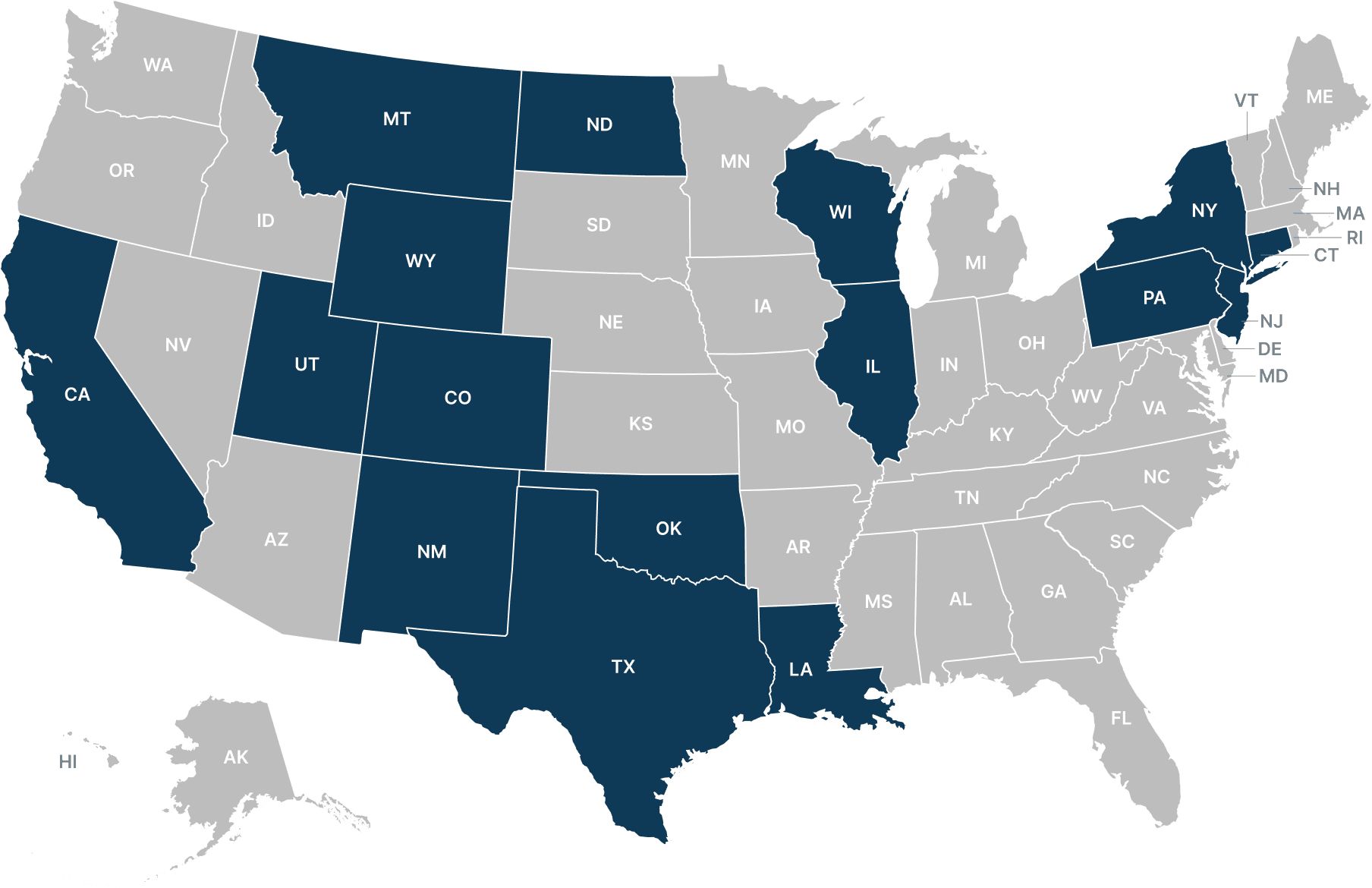 Coverage Map of USA states
